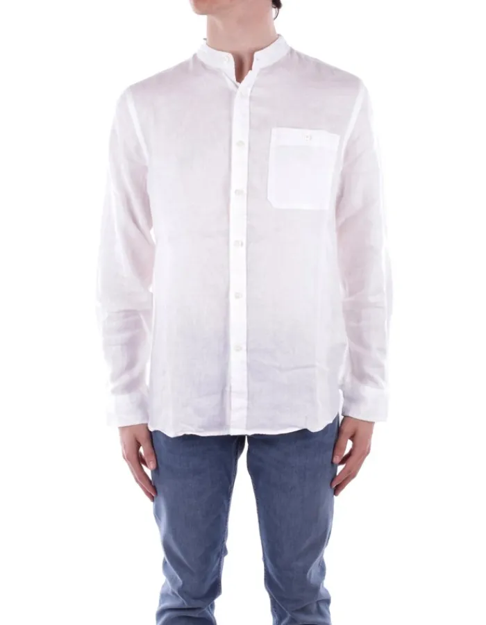 WOOLRICH Camicia Uomo Band collar linen shirt>Uomo Camicie