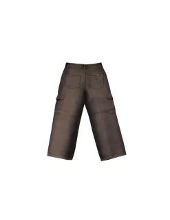 GUESS Pantalone Bambina Blk overdye rgd dnm wide cargo> Pantaloni
